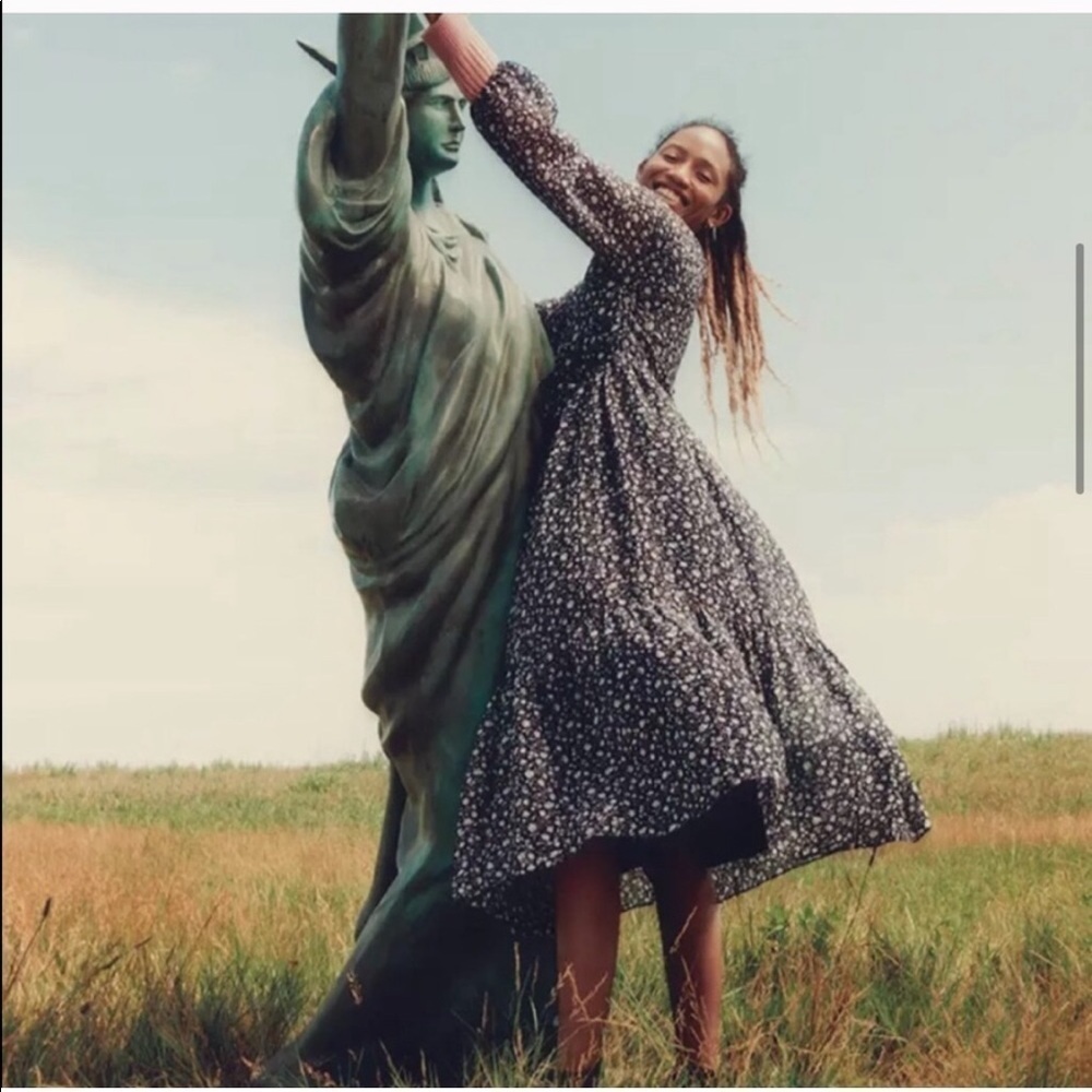 Madewell Tie-Waist Midi Dress in Harvest Vine - Picture 3 of 10